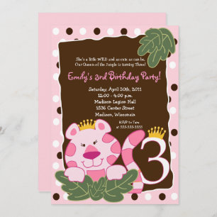 QUEEN OF THE JUNGLE 3rd Birthday Invitation