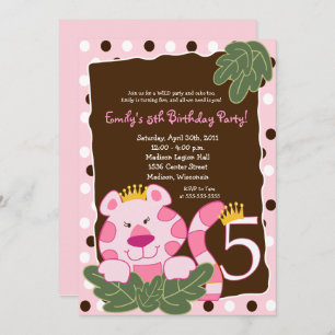 QUEEN OF THE JUNGLE 5th Birthday Invitation