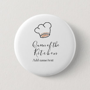 Queen of the kitchen chef cooking add name crown  2 inch round button