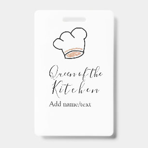 Queen of the kitchen chef cooking add name crown badge