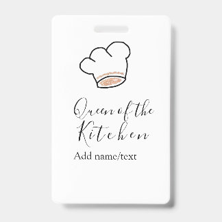 Queen of the kitchen chef cooking add name crown  badge