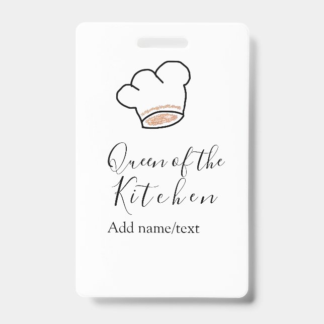Queen of the kitchen chef cooking add name crown  badge (Front)