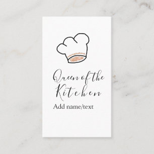Queen of the kitchen chef cooking add name crown  business card