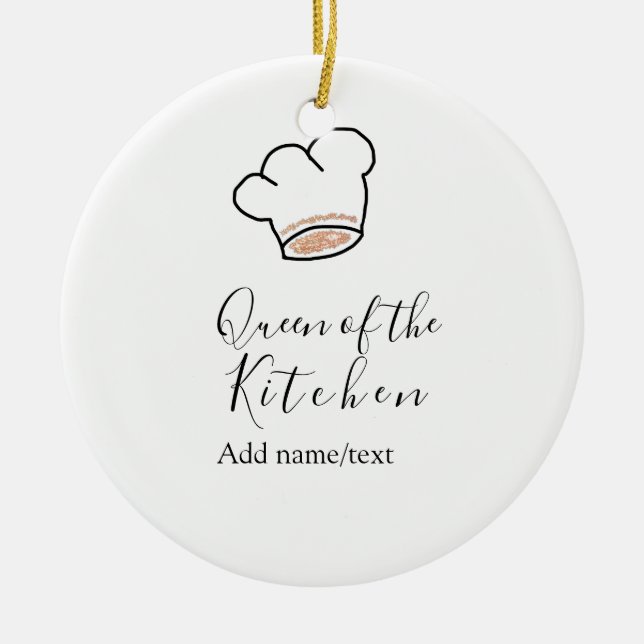 Queen of the kitchen chef cooking add name crown  ceramic ornament (Front)