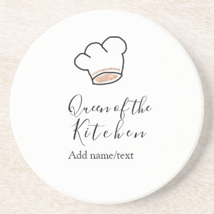 Queen of the kitchen chef cooking add name crown  coaster