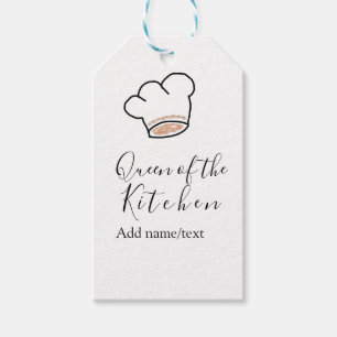Queen of the kitchen chef cooking add name crown gift tags