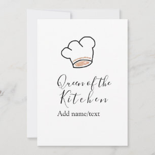Queen of the kitchen chef cooking add name crown  invitation