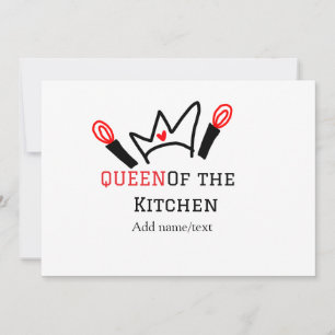 Queen of the kitchen chef cooking add name crown invitation