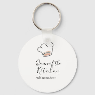 Queen of the kitchen chef cooking add name crown  keychain