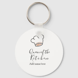 Queen of the kitchen chef cooking add name crown  keychain