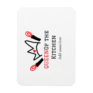 Queen of the kitchen chef cooking add name crown magnet