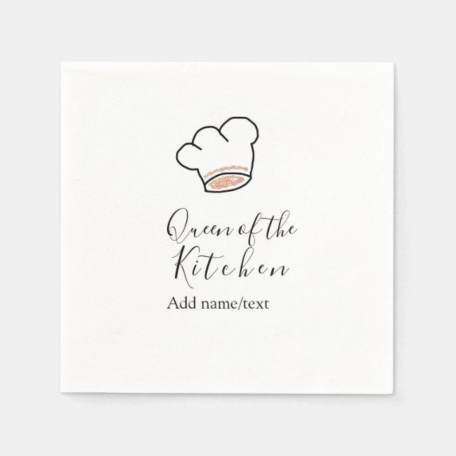 Queen of the kitchen chef cooking add name crown  napkin (Front)
