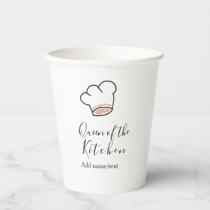 Queen of the kitchen chef cooking add name crown paper cups