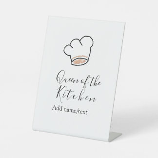 Queen of the kitchen chef cooking add name crown  pedestal sign