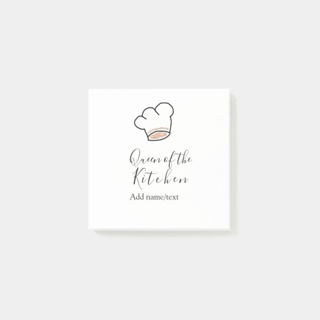 Queen of the kitchen chef cooking add name crown  post-it notes (Front)