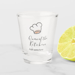 Queen of the kitchen chef cooking add name crown  shot glass
