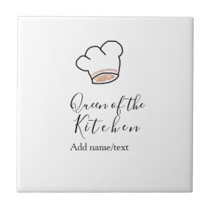 Queen of the kitchen chef cooking add name crown tile