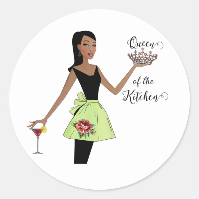 "Queen of the Kitchen"Classic Round Sticker (Front)