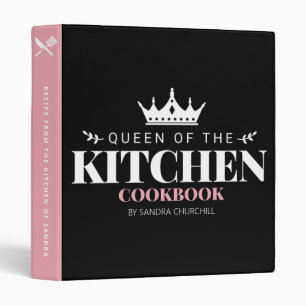 Queen of The Kitchen Cookbook Recipe Pink Black Binder