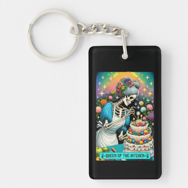 Queen of the Kitchen Tarot Card Keychain (Front)