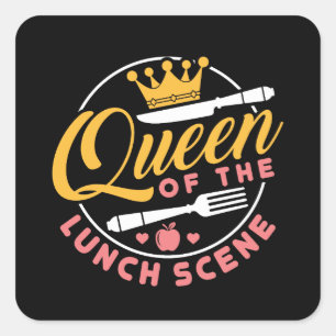 Queen of the Lunch Scene Cute Lunch Lady Square Sticker