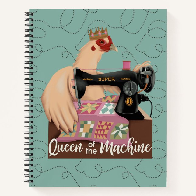 Queen of the Machine Chicken Spiral Carnet (Devant)
