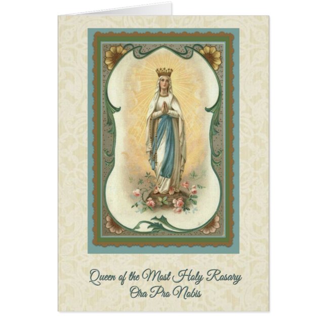 Queen of the Most Holy Rosary Card w/prayer (Front)
