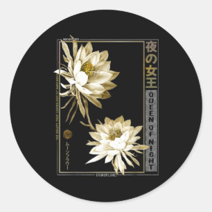 Queen Of The Night Moonflower Ephyllum Japanese Fl Classic Round Sticker
