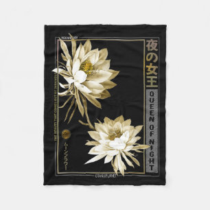 Queen Of The Night Moonflower Ephyllum Japanese Fl Fleece Blanket