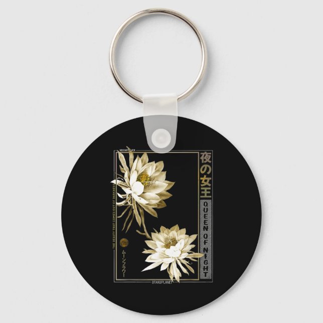 Queen Of The Night Moonflower Ephyllum Japanese Fl Keychain (Front)