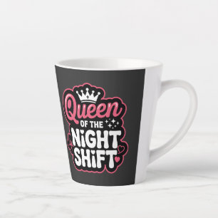 Queen of the Night Shift Funny Pink Nurse Crown Latte Mug