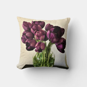 Queen of the Night Tulips Throw Pillow