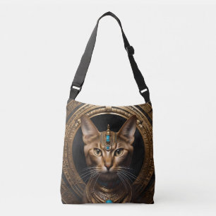Queen of the Nile: Cleopatra the Cat in Headdress Crossbody Bag