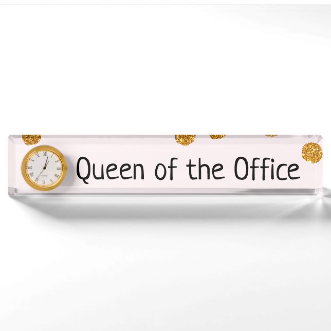 Queen of the Office with Glitter Nameplate (Front)