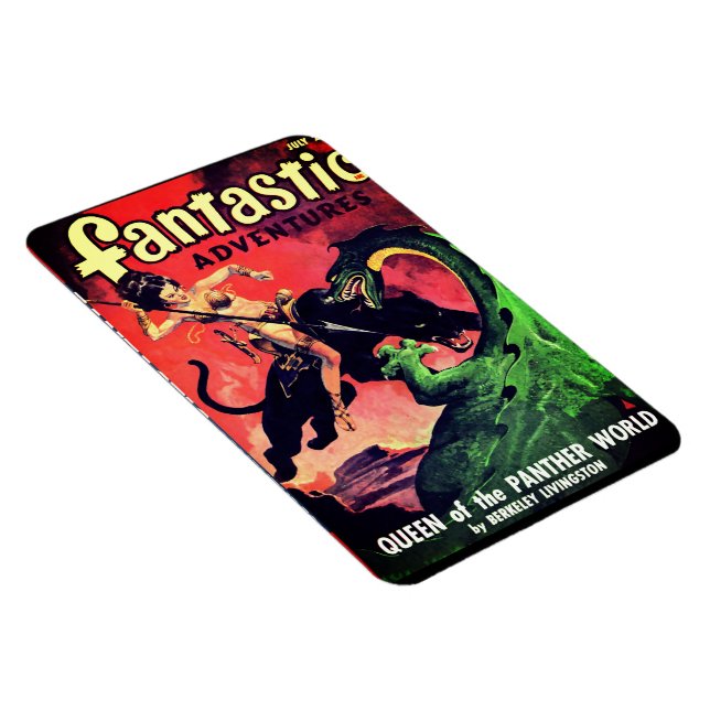 Queen of the Panther World:  Fantasy Pulp Fiction Magnet (Right Side)