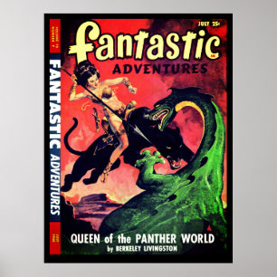 Queen of the Panther World: Fantasy Pulp Fiction Poster