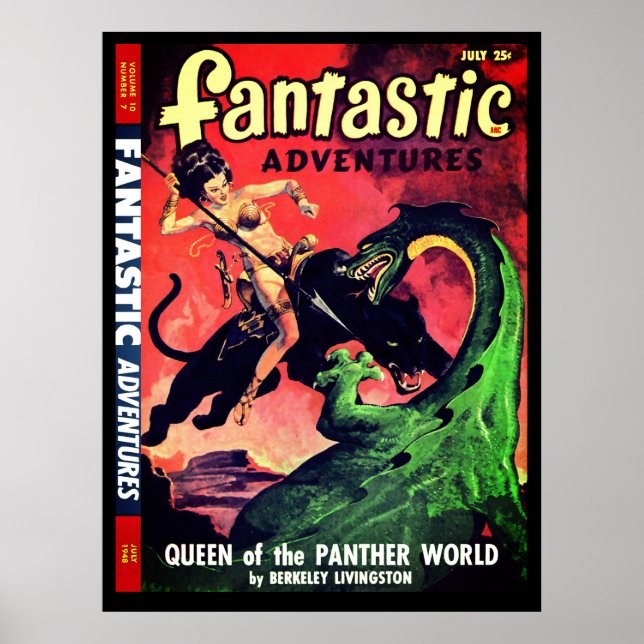 Queen of the Panther World: Fantasy Pulp Fiction Poster (Front)