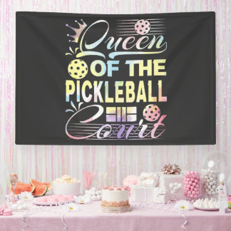 Queen of the Pickelball Court - Colourful Banner
