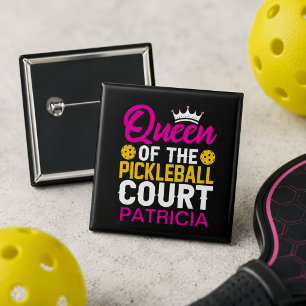 Queen of the Pickleball Court Personalized Name 2 Inch Square Button