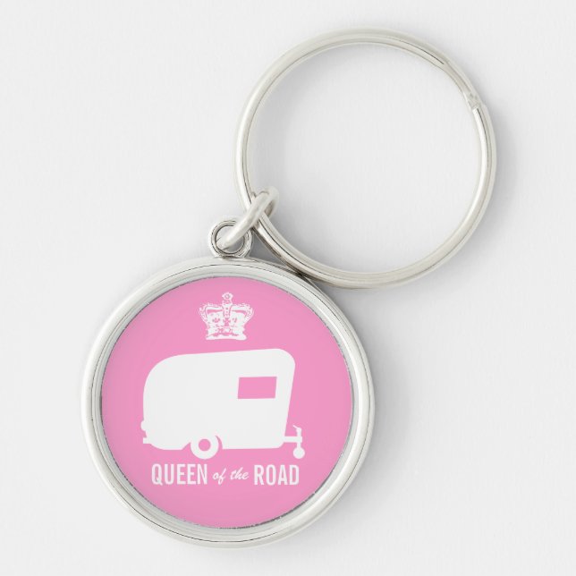 Queen of the Road- Vintage RV Camping Keychain (Front)