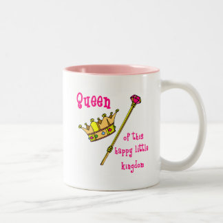 Queen of This Happy Little Kingdom Two-Tone Coffee Mug