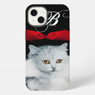 QUEEN OF WHITE CATS WITH RED RIBBON MONOGRAM iPhone 13 CASE