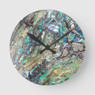 Queen paua shell round clock