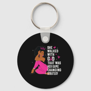 Queen Pink Ribbon Breast Cancer Awareness Month Wo Keychain