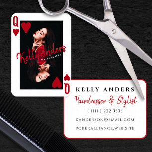 Queen Playing Feminine Photo Hairdresser Business Card