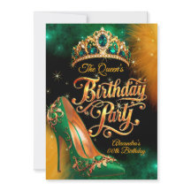 Queen Princess Birthday Party Gold Emerald Shoe