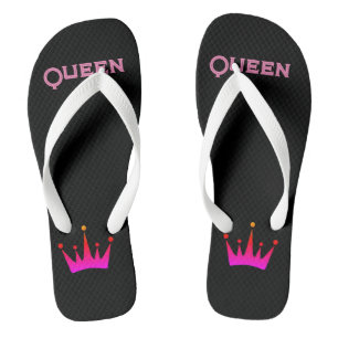 Queen Printed Text with Lovely Crown Image-Sandals Flip Flops