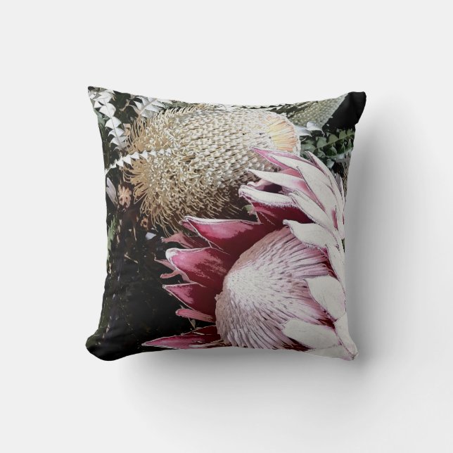 Queen Protea Throw Pillow (Front)