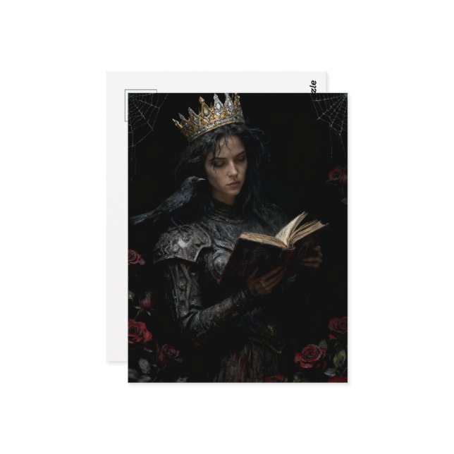 Queen Reading a Book Postcard (Front/Back In Situ)