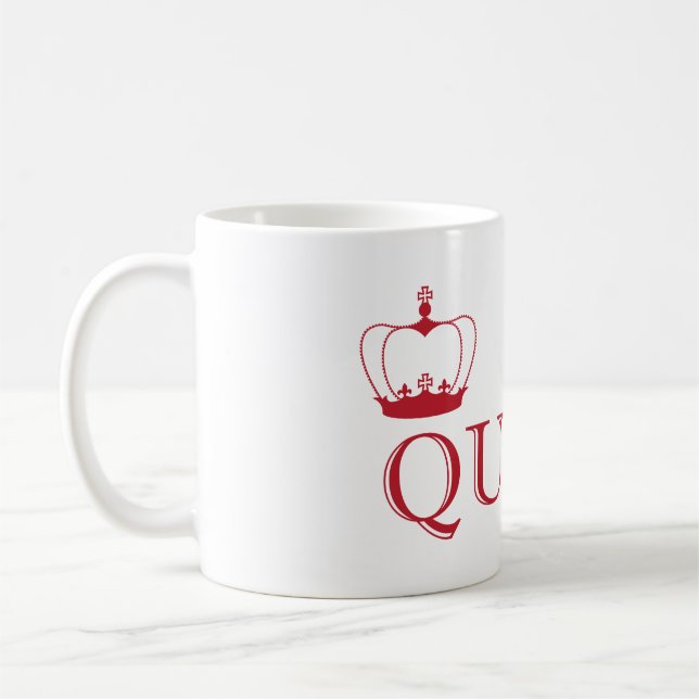 Queen Red Crown - customizable background colour Coffee Mug (Left)